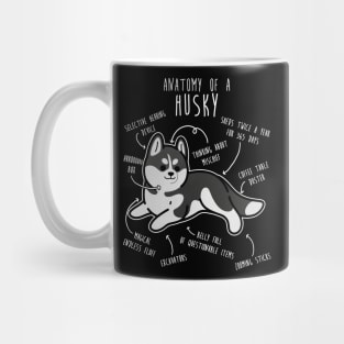 Black and White Siberian Husky Dog Anatomy Mug